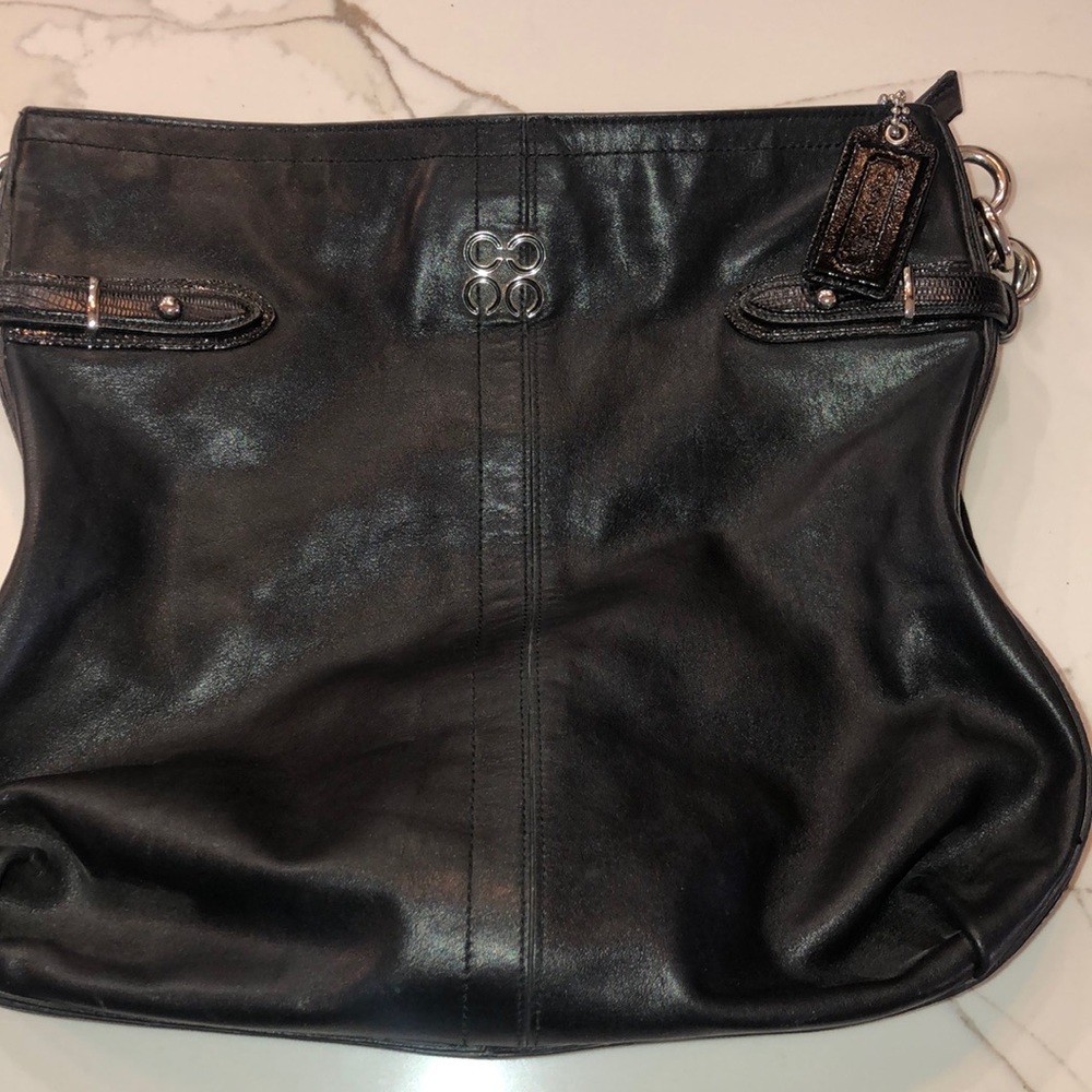 Coach black bucket style bag